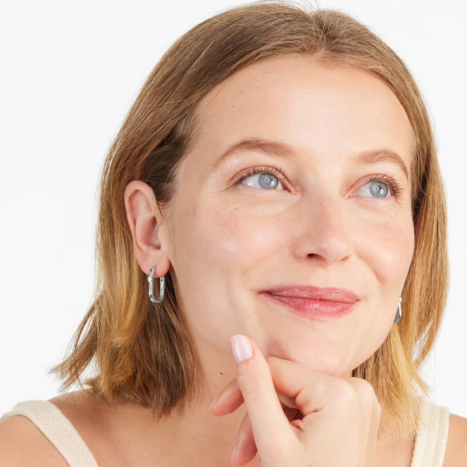 Single Diamond Hoop Earrings In 14K White Gold By Brevani