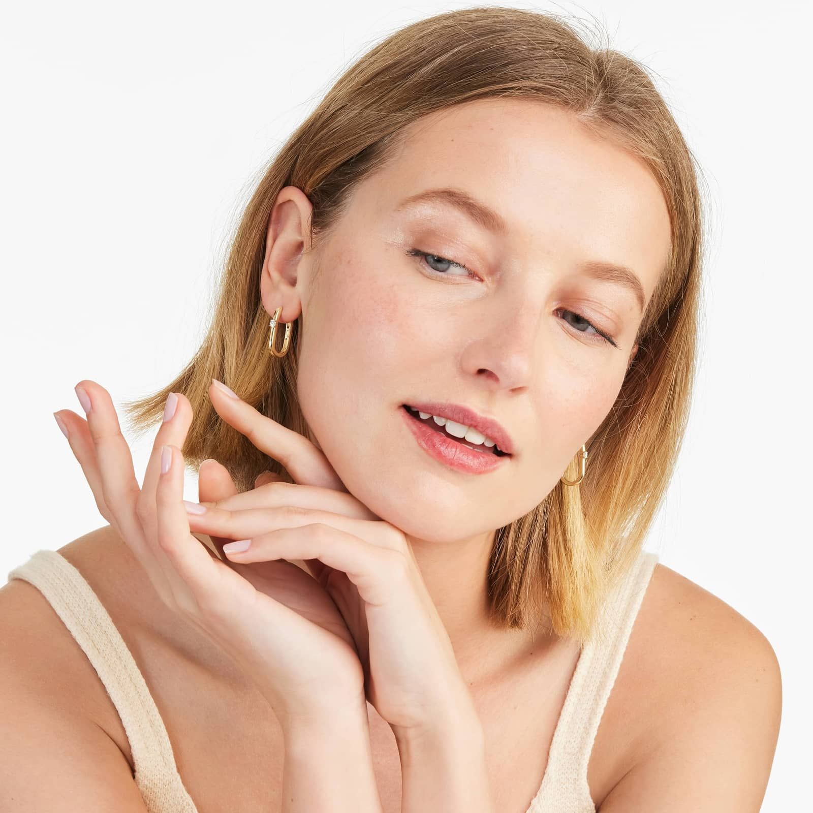 Single Diamond Hoop Earrings In 14K Yellow Gold By Brevani