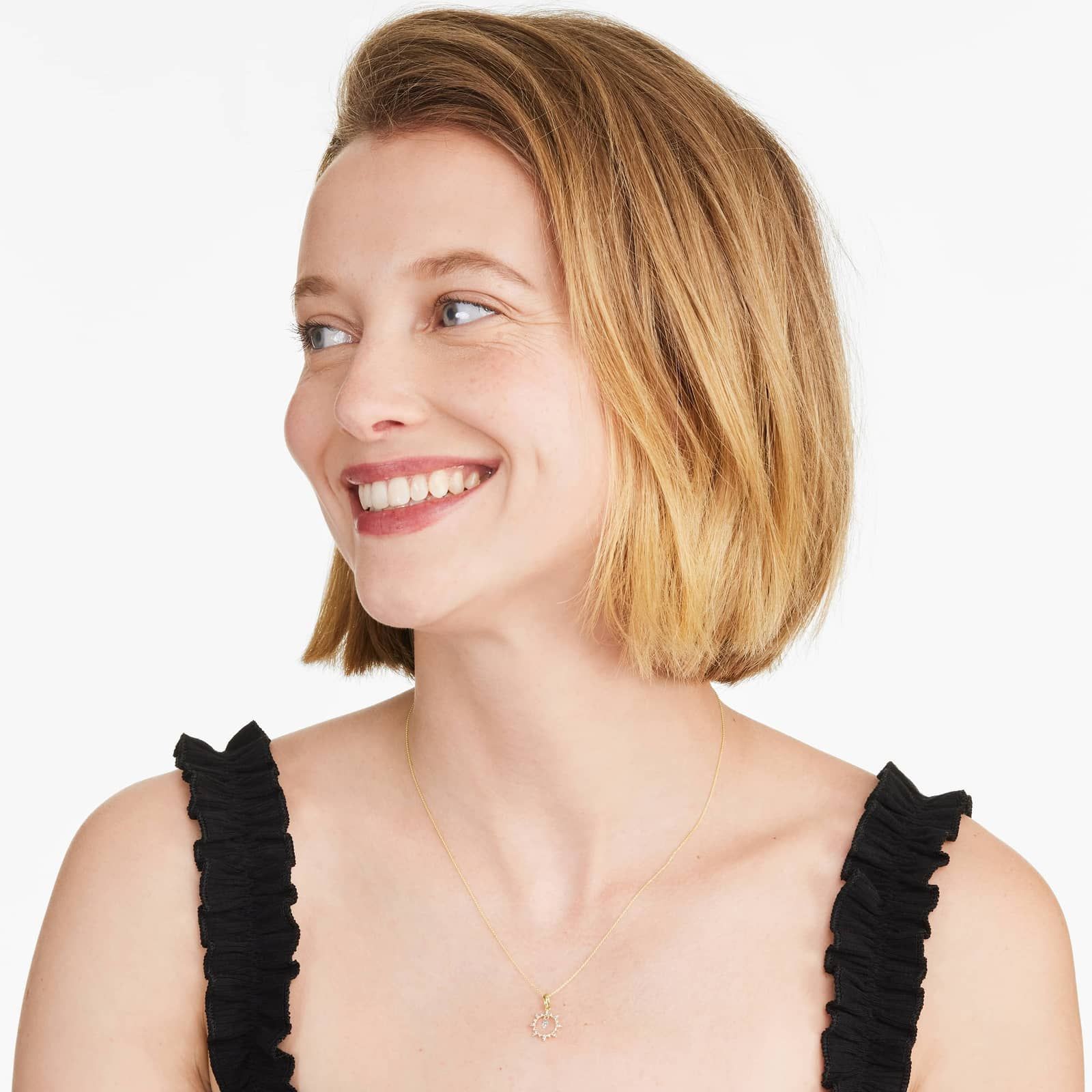 Diamond Burst Necklace In 14K Yellow Gold by Brevani