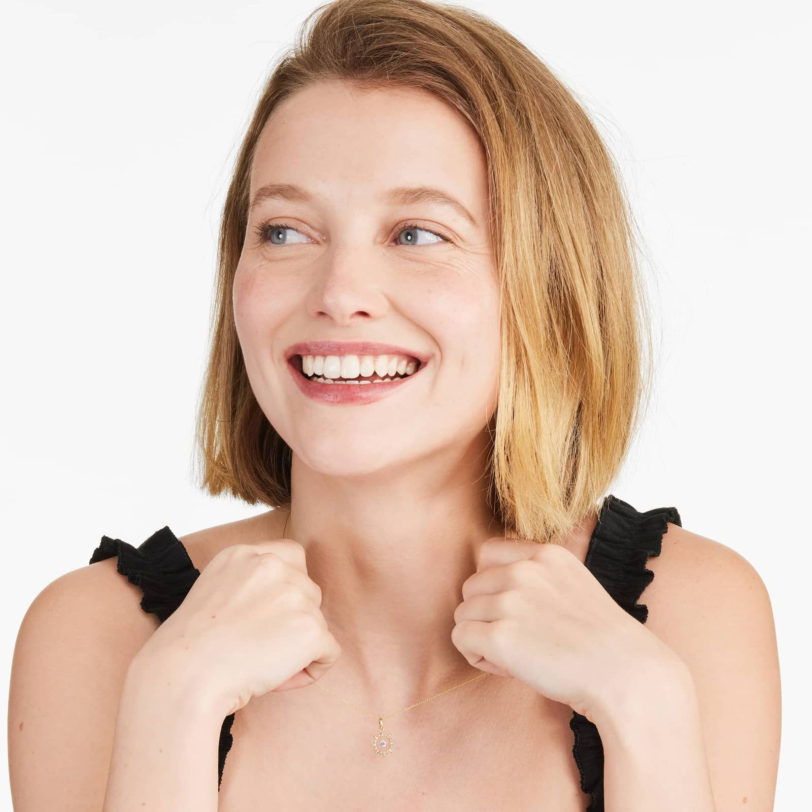 Diamond Burst Necklace In 14K Yellow Gold by Brevani