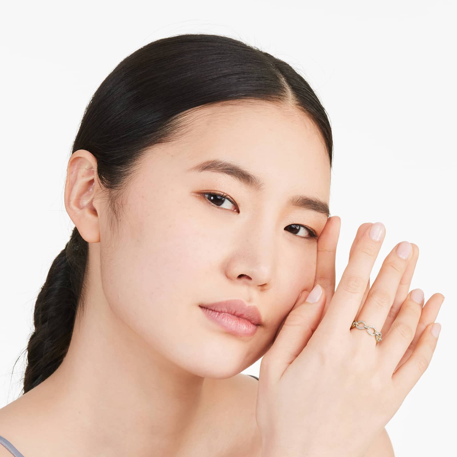 Diamond Chain Ring In 14K Yellow Gold