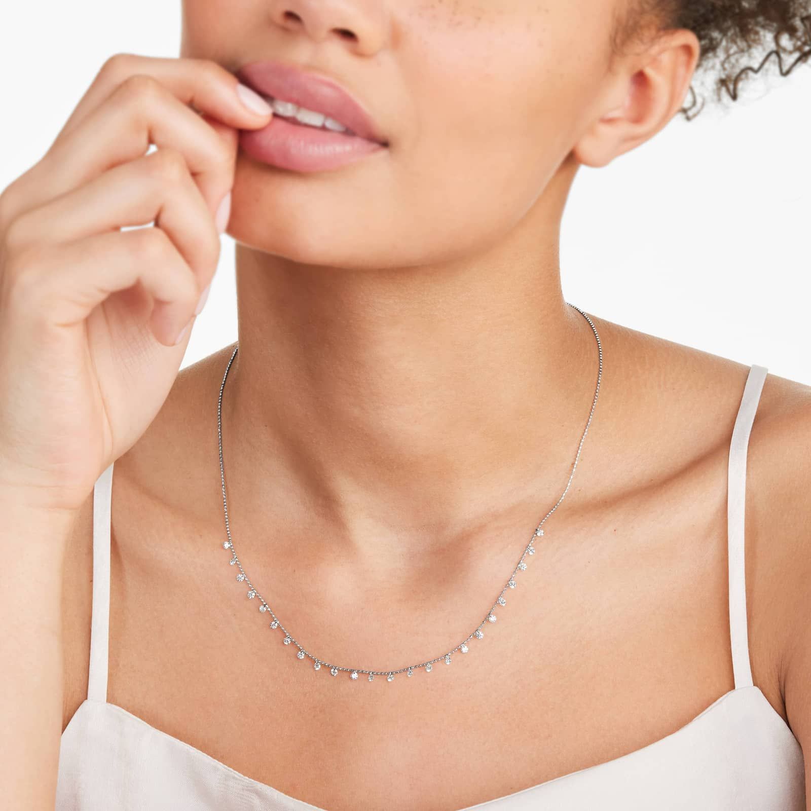 Diamond Cleopatra Necklace In 14K White Gold by Brevani