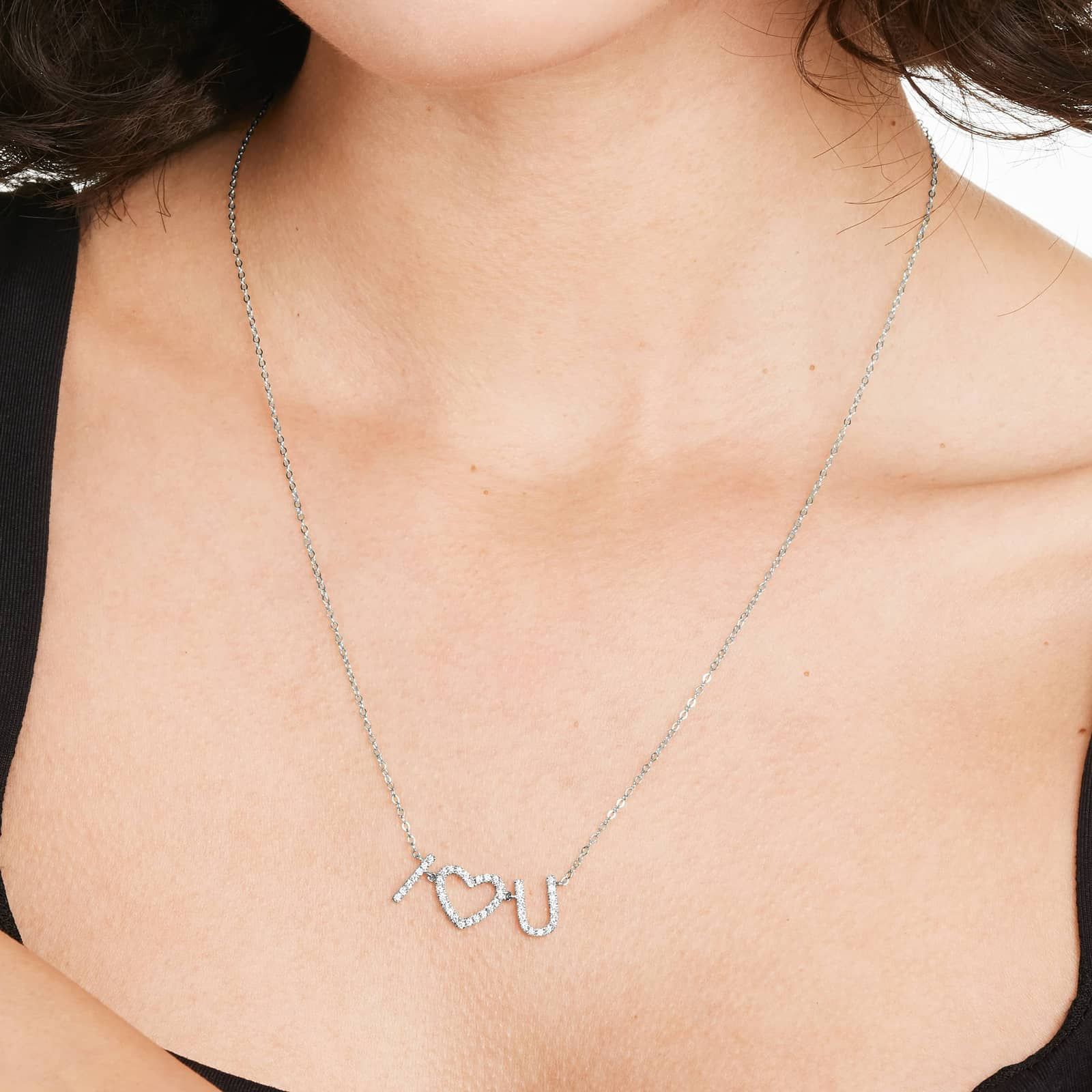 I Heart You Diamond Necklace In 14K White Gold