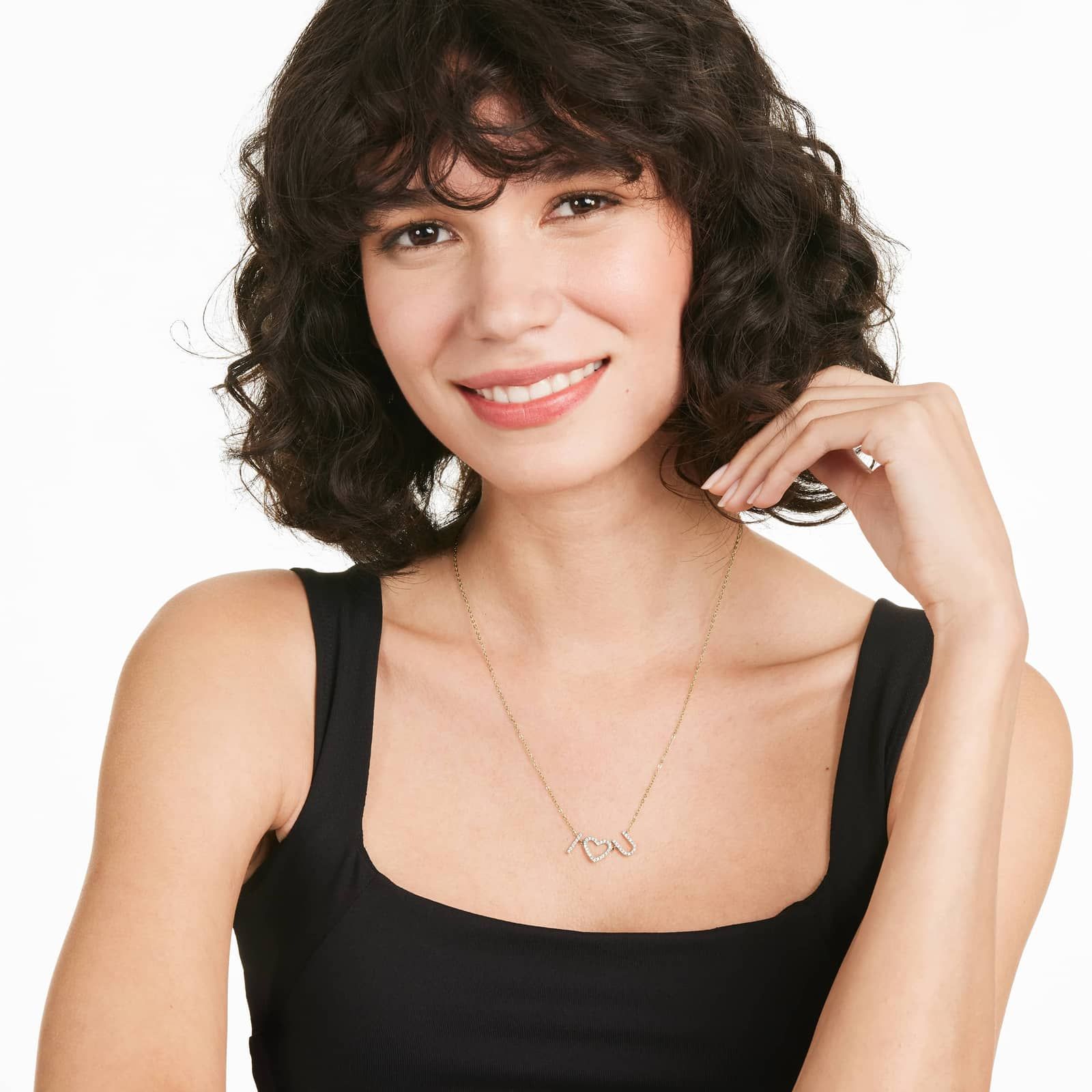 I Heart You Diamond Necklace In 14K Yellow Gold
