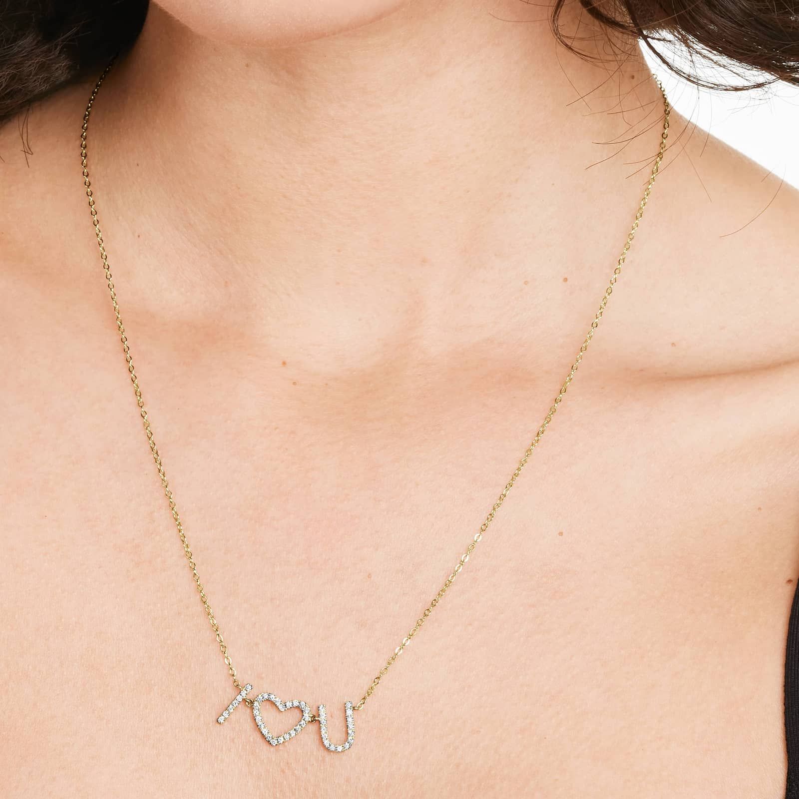 I Heart You Diamond Necklace In 14K Yellow Gold