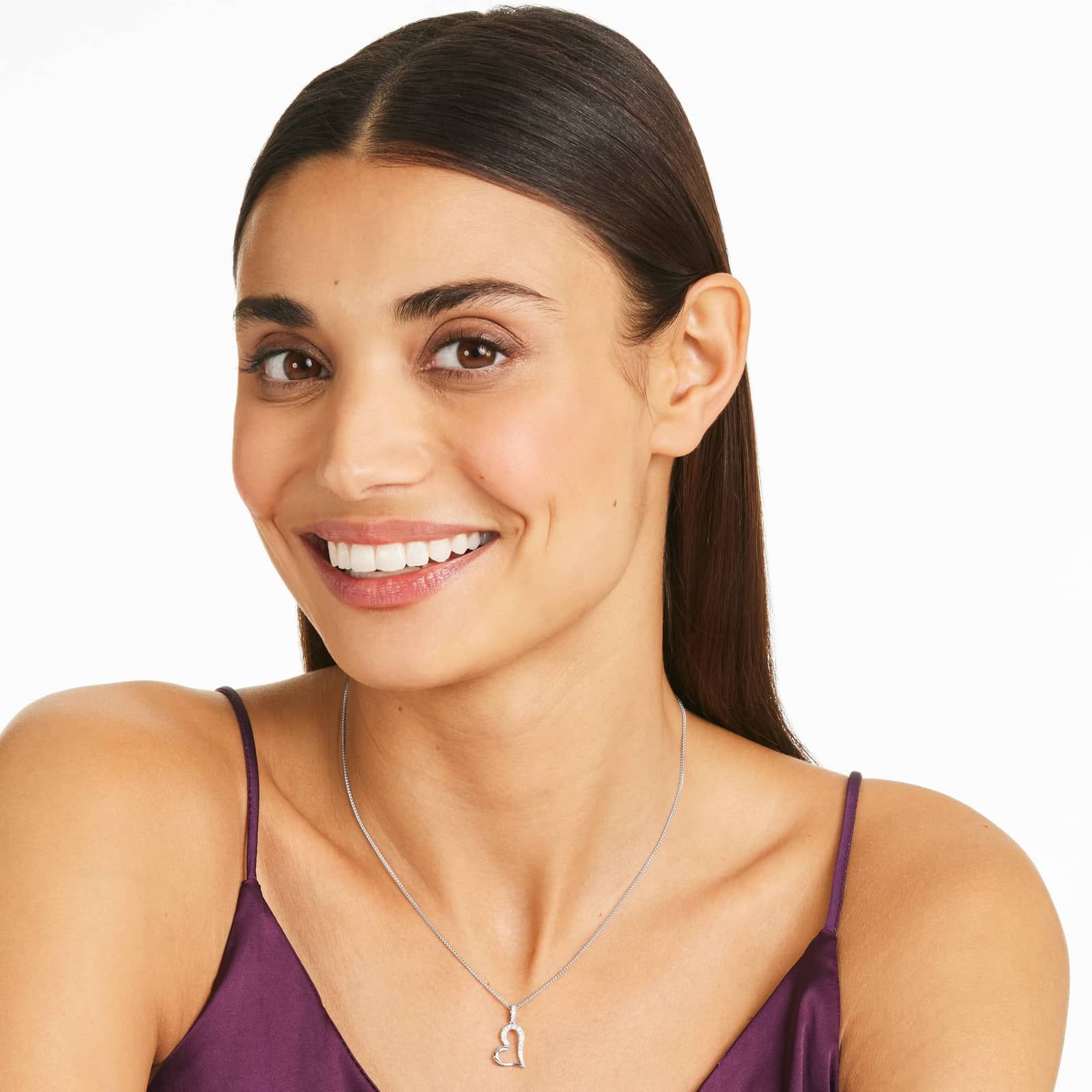 Heart Diamond Pendant In 14K White Gold