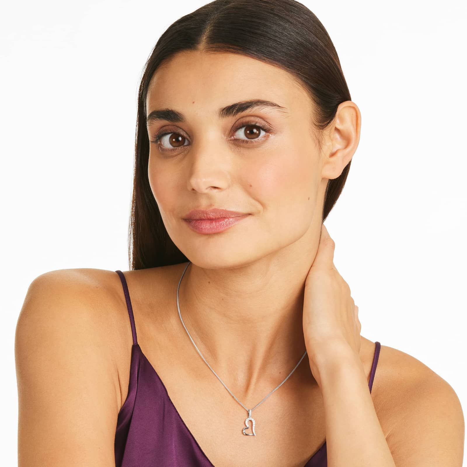 Heart Diamond Pendant In 14K White Gold