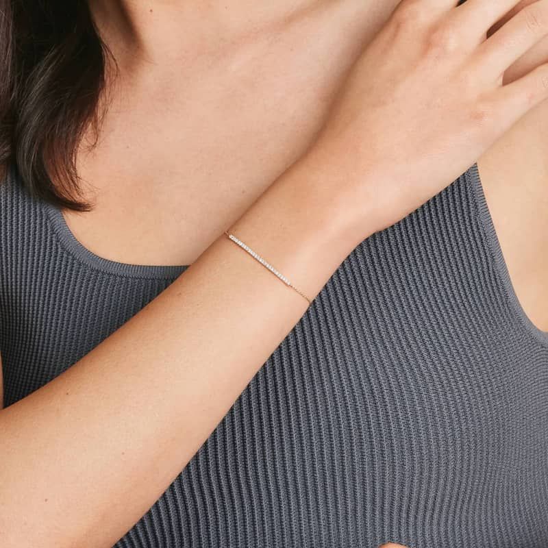 Bar Diamond Bracelet In 14K Rose Gold
