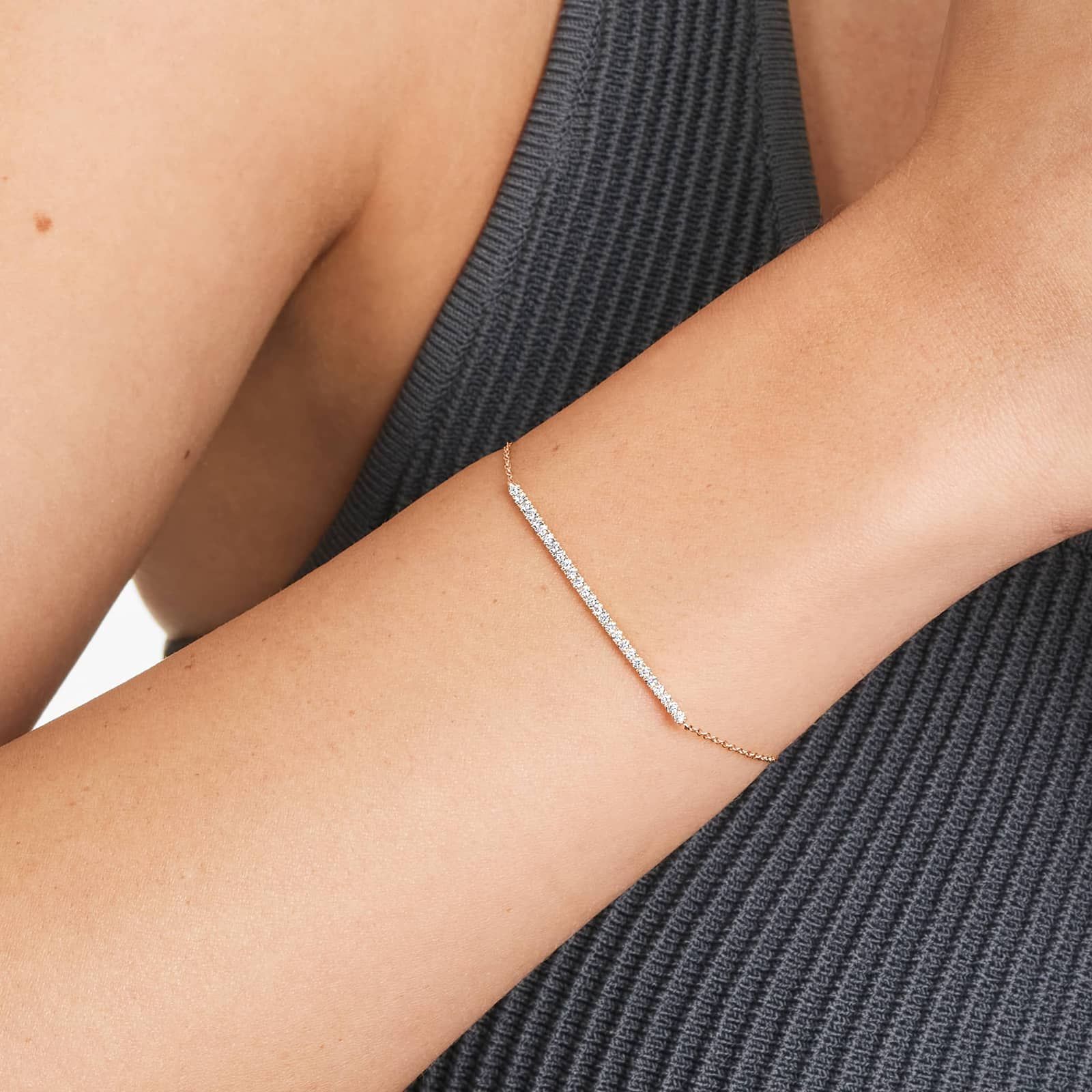 Bar Diamond Bracelet In 14K Rose Gold