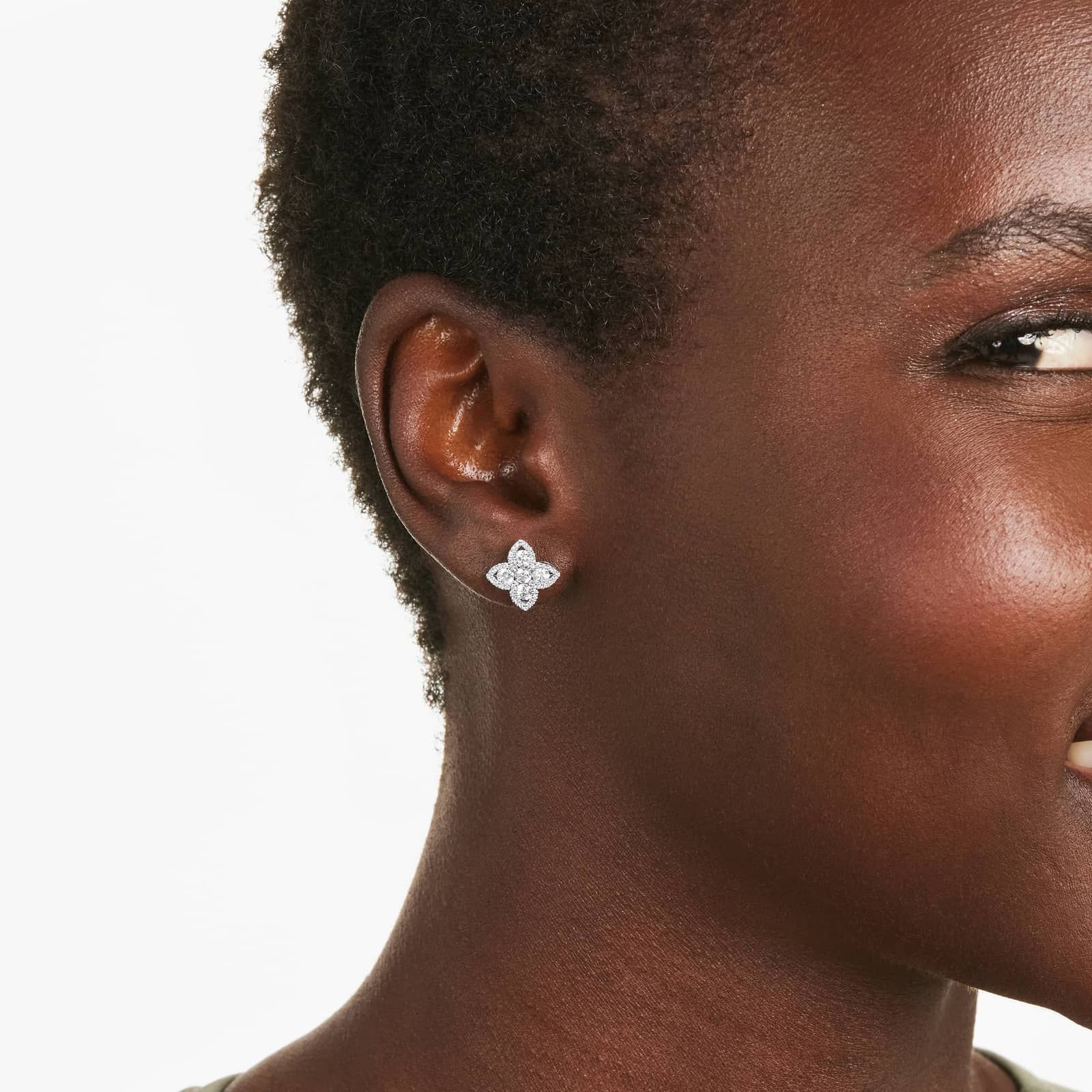 Magnolia Diamond Stud Earrings In 14K White Gold