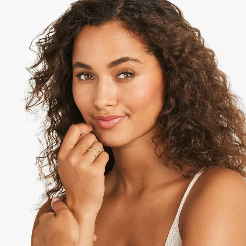 Four Row Diamond Ring In 14K Yellow Gold