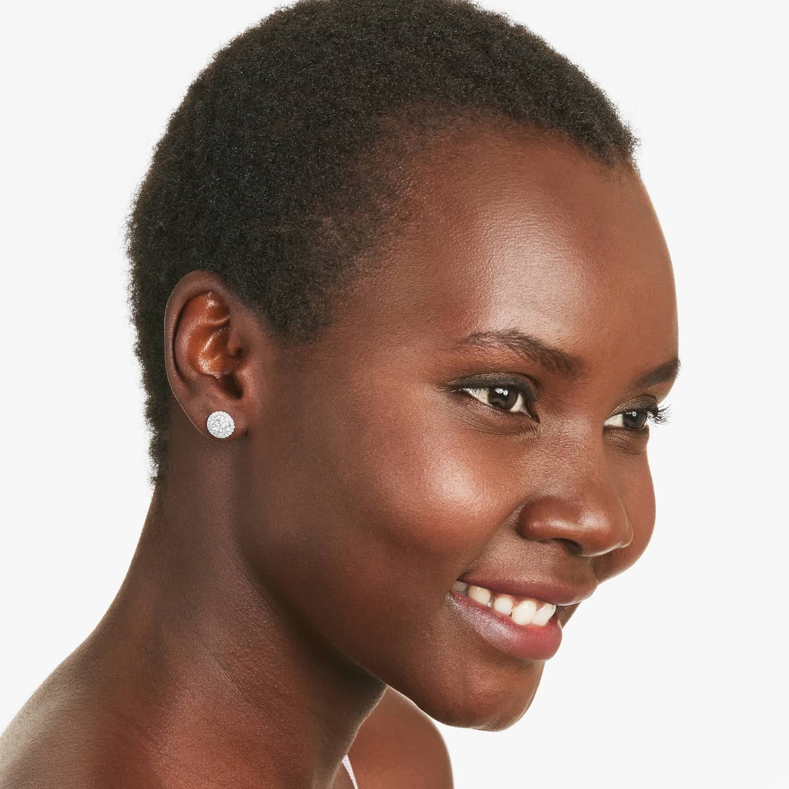 Composite Round Lab-Grown Diamond Earrings In 14K White Gold