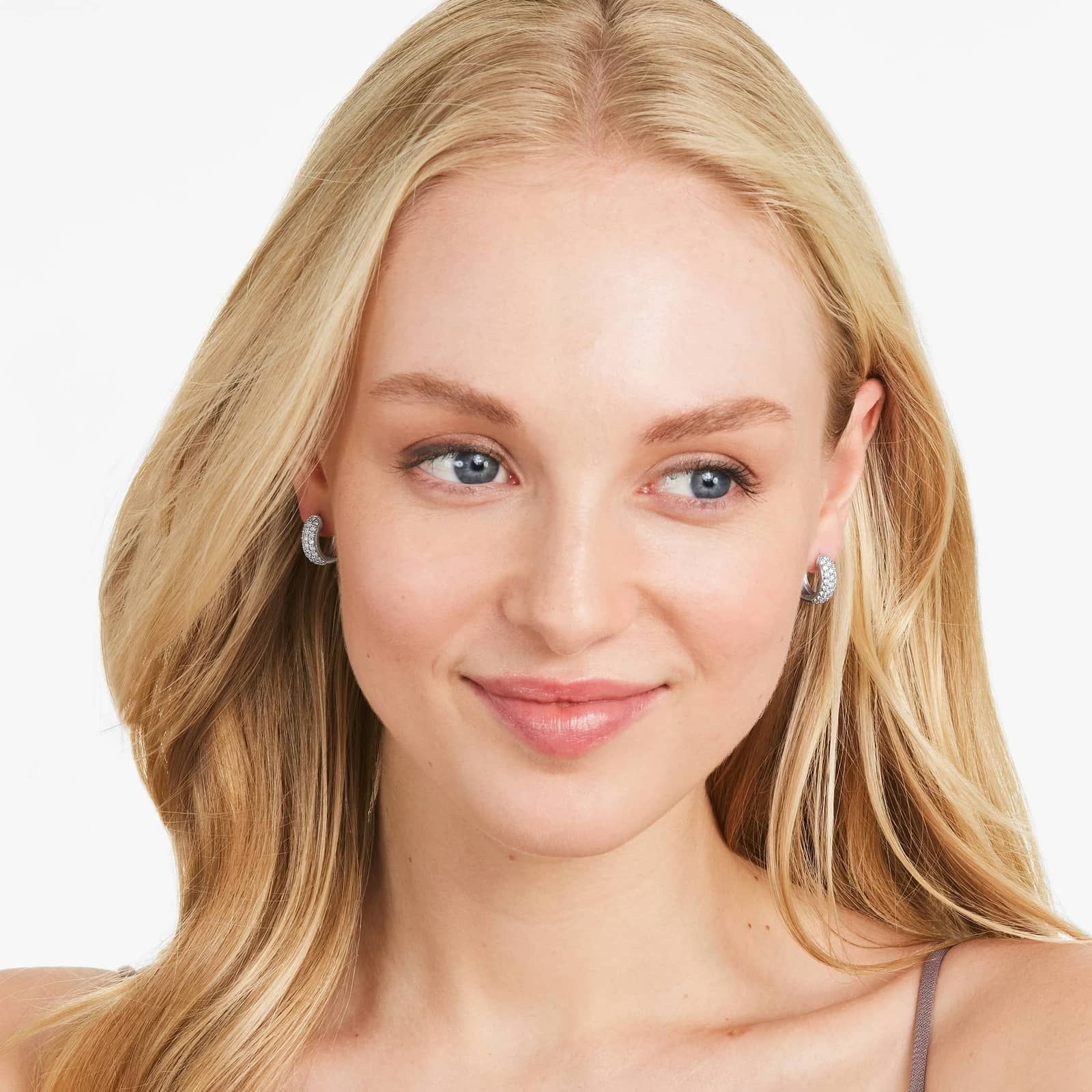 Pavé Hoop Earrings With Lab-Grown Diamonds In 14K White Gold