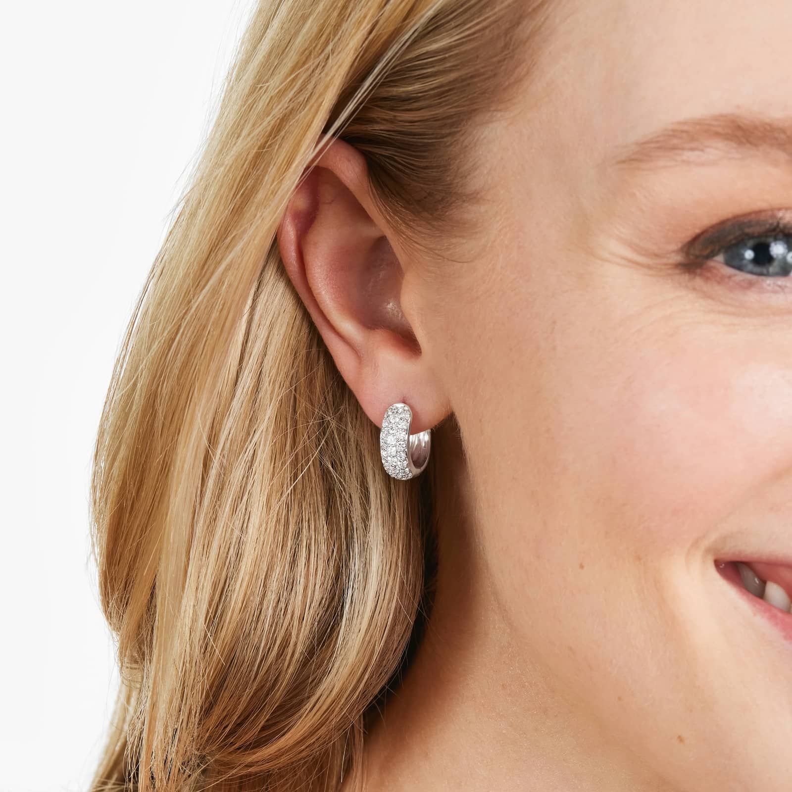 Pavé Hoop Earrings With Lab-Grown Diamonds In 14K White Gold