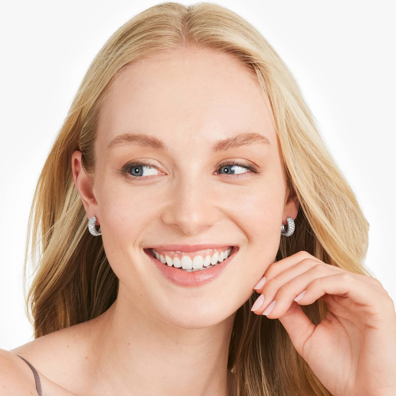 Pavé Hoop Earrings With Lab-Grown Diamonds In 14K White Gold