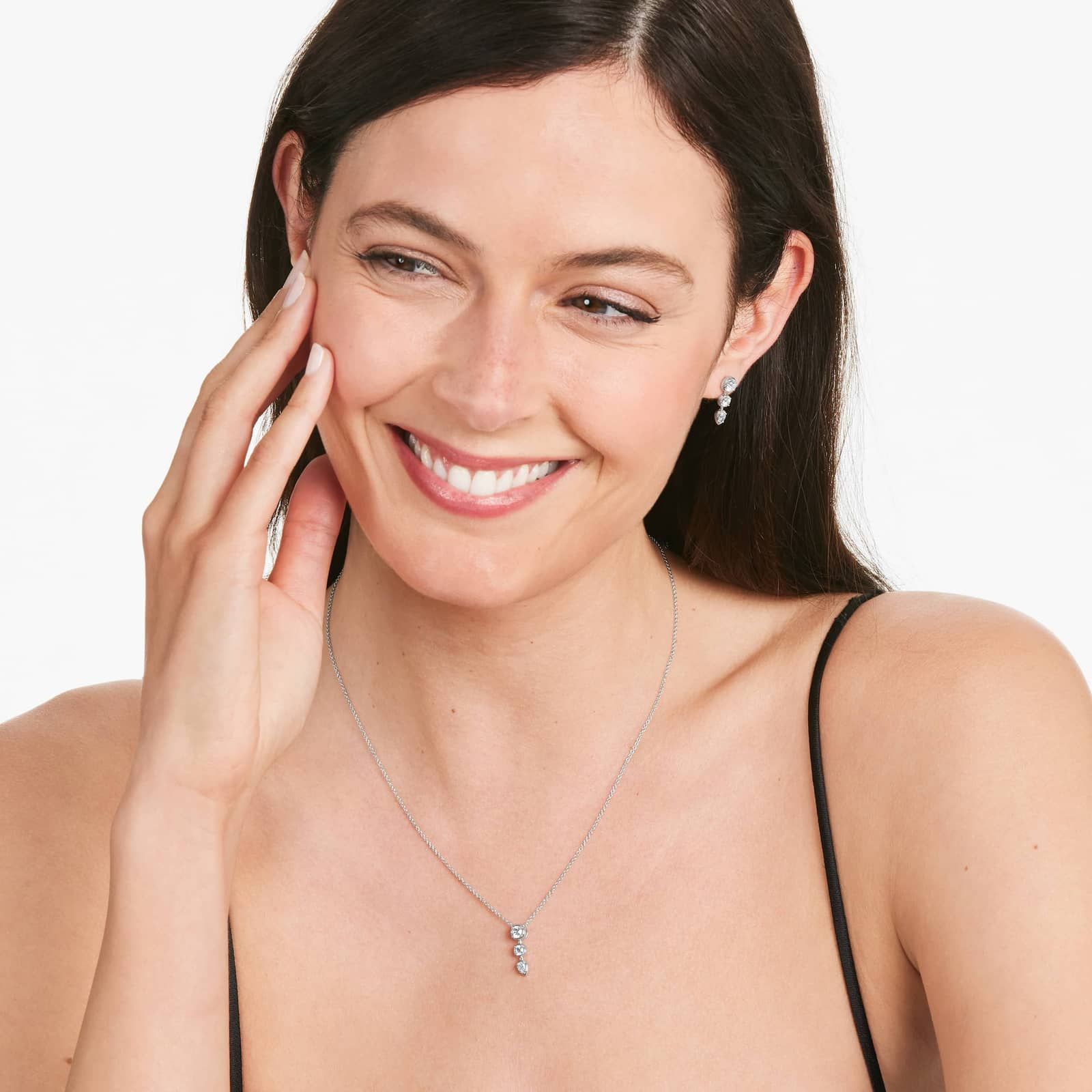 Driblet Lab-Grown Diamond Necklace In 14K White Gold