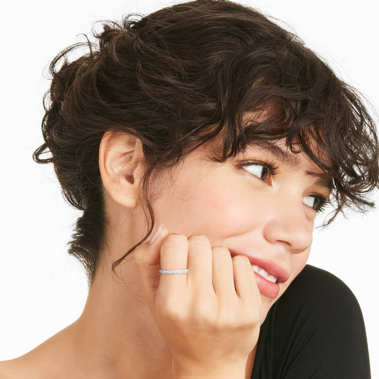 Double Row Eternity Diamond Ring In 14K White Gold