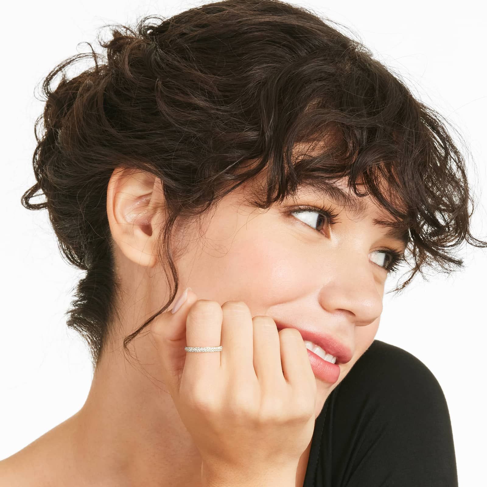 Double Row Eternity Diamond Ring In 14K Yellow Gold