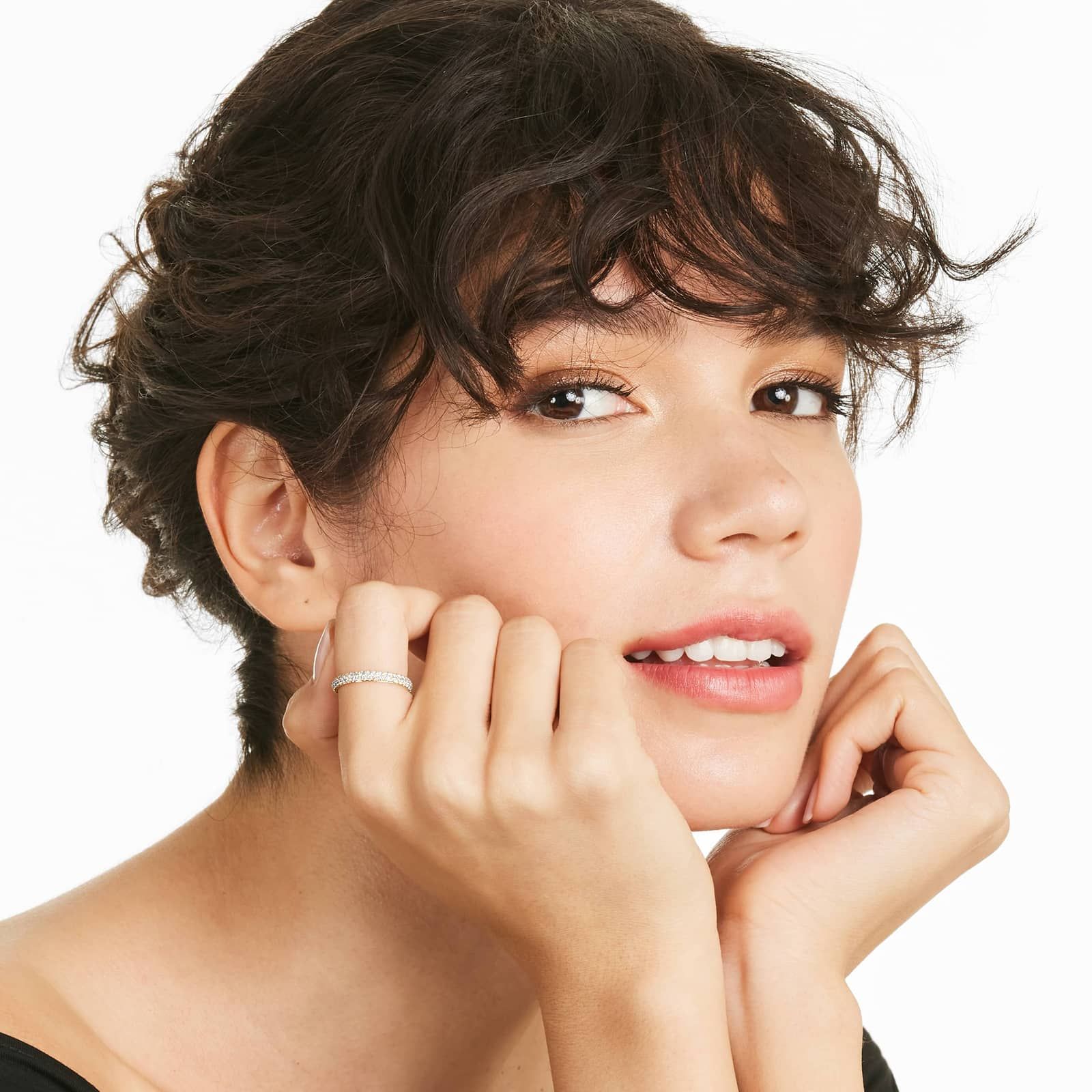 Double Row Eternity Diamond Ring In 14K Yellow Gold