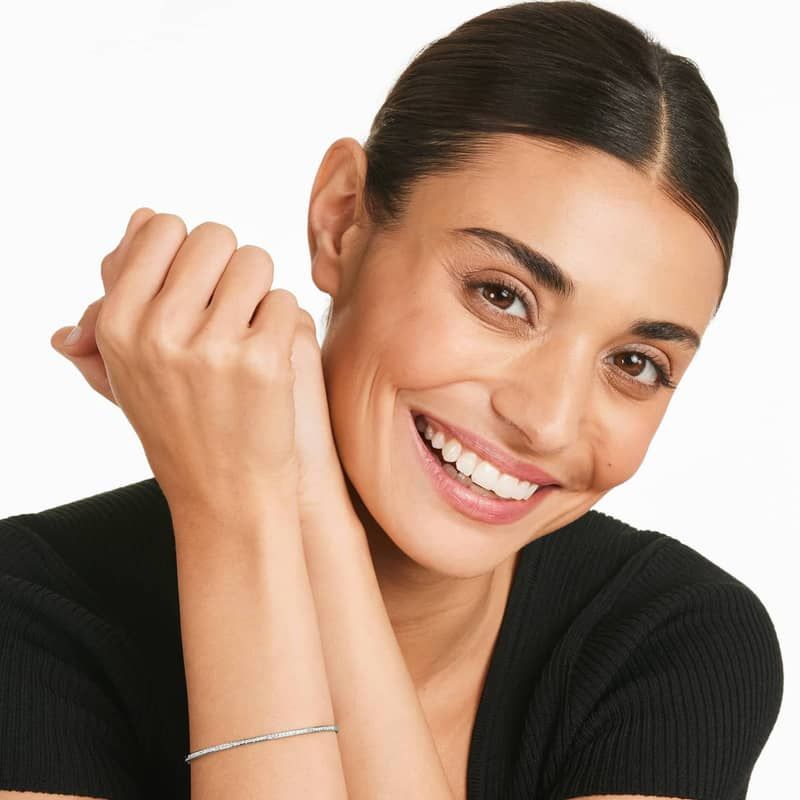 Row Cuff Diamond Bracelet In 14K White Gold