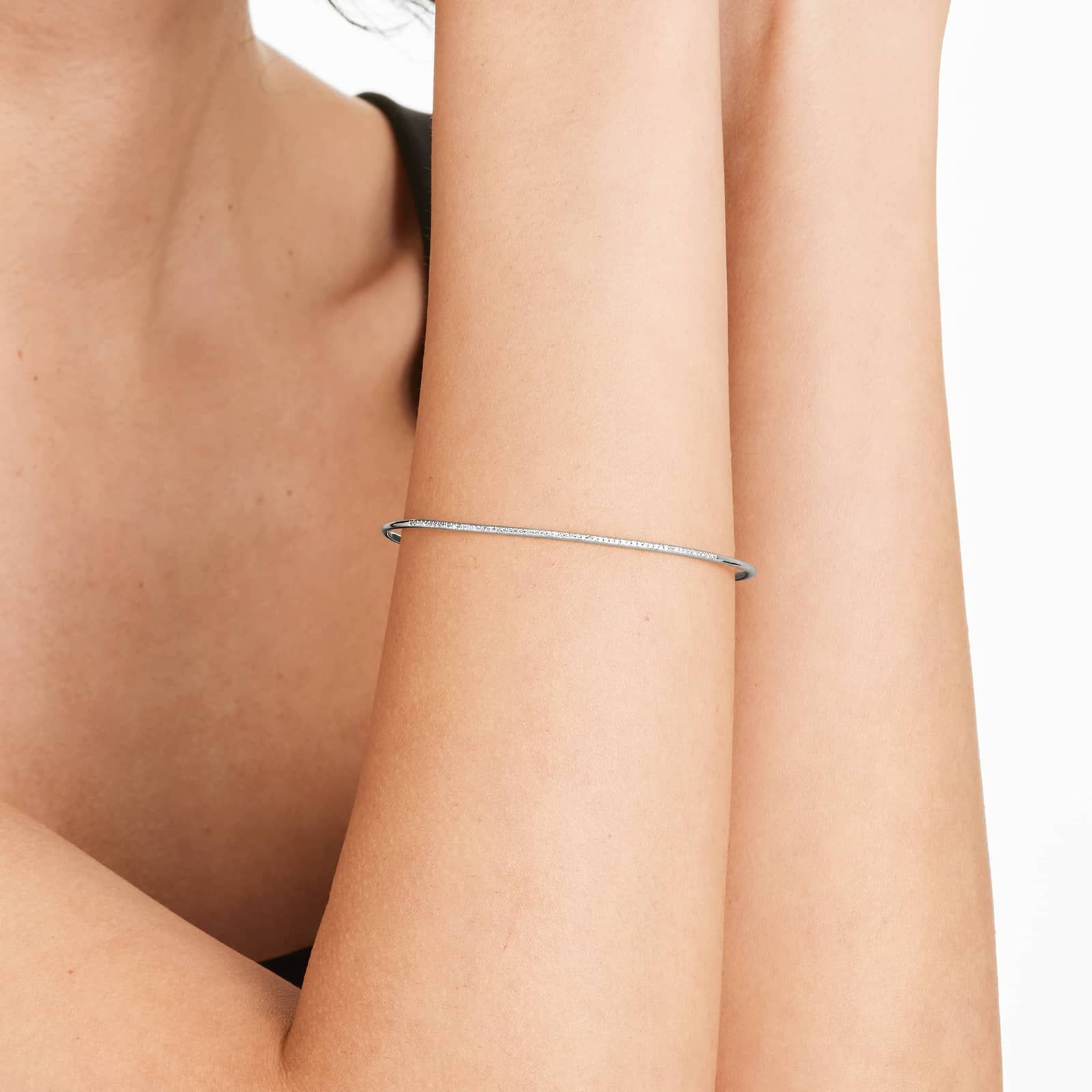 Petite Cuff Diamond Bracelet In 14K White Gold
