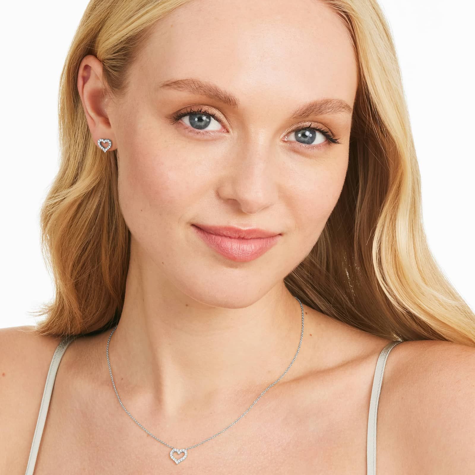 Petite Heart Diamond Necklace In 14K White Gold