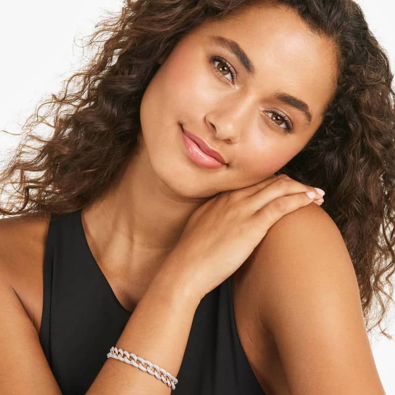 14K Rose Gold Pavé Diamond Curb Chain Bracelet