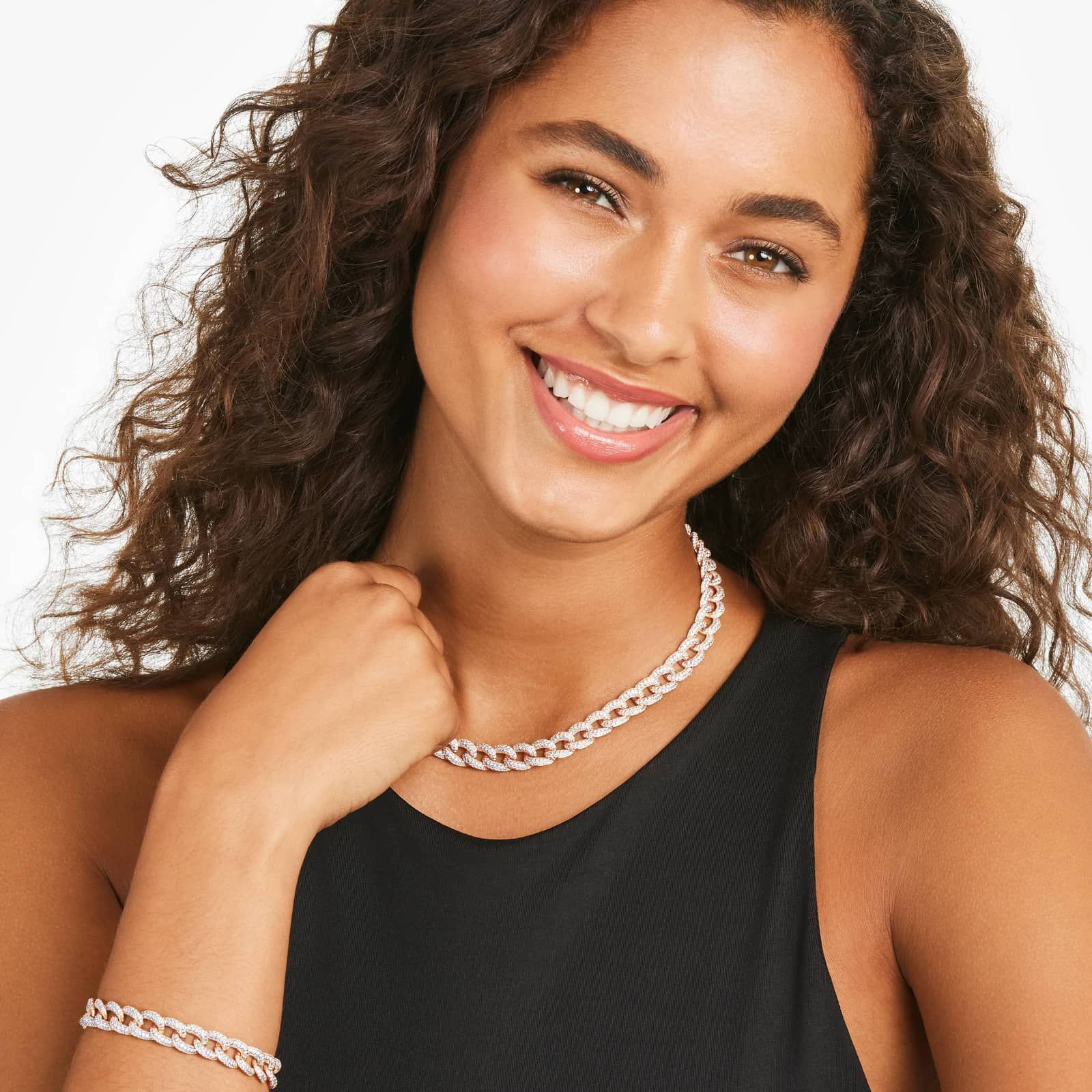 14K Rose Gold Pavé Diamond Curb Chain Bracelet