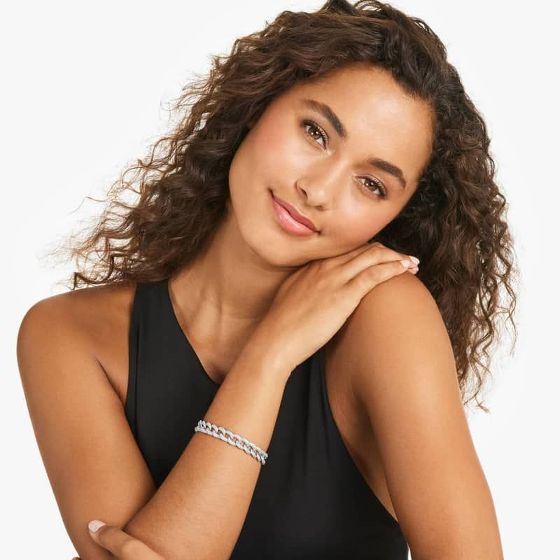 Pavé Curb Chain Diamond Bracelet In 14K White Gold