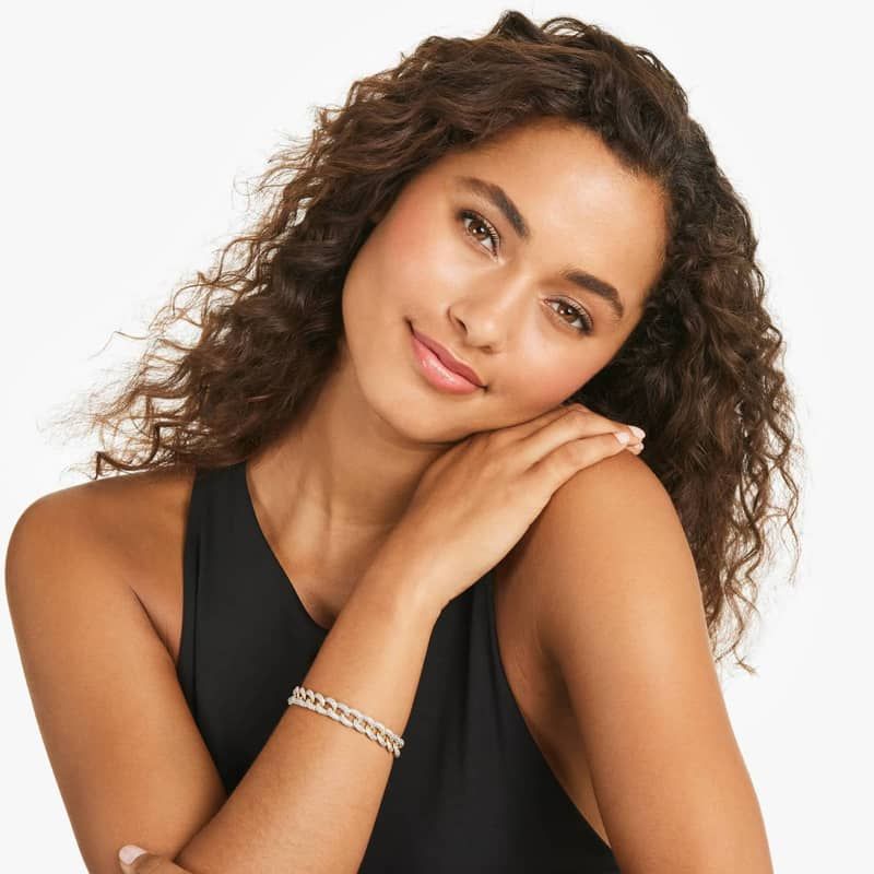 Pavé Curb Chain Diamond Bracelet In 14K Yellow Gold