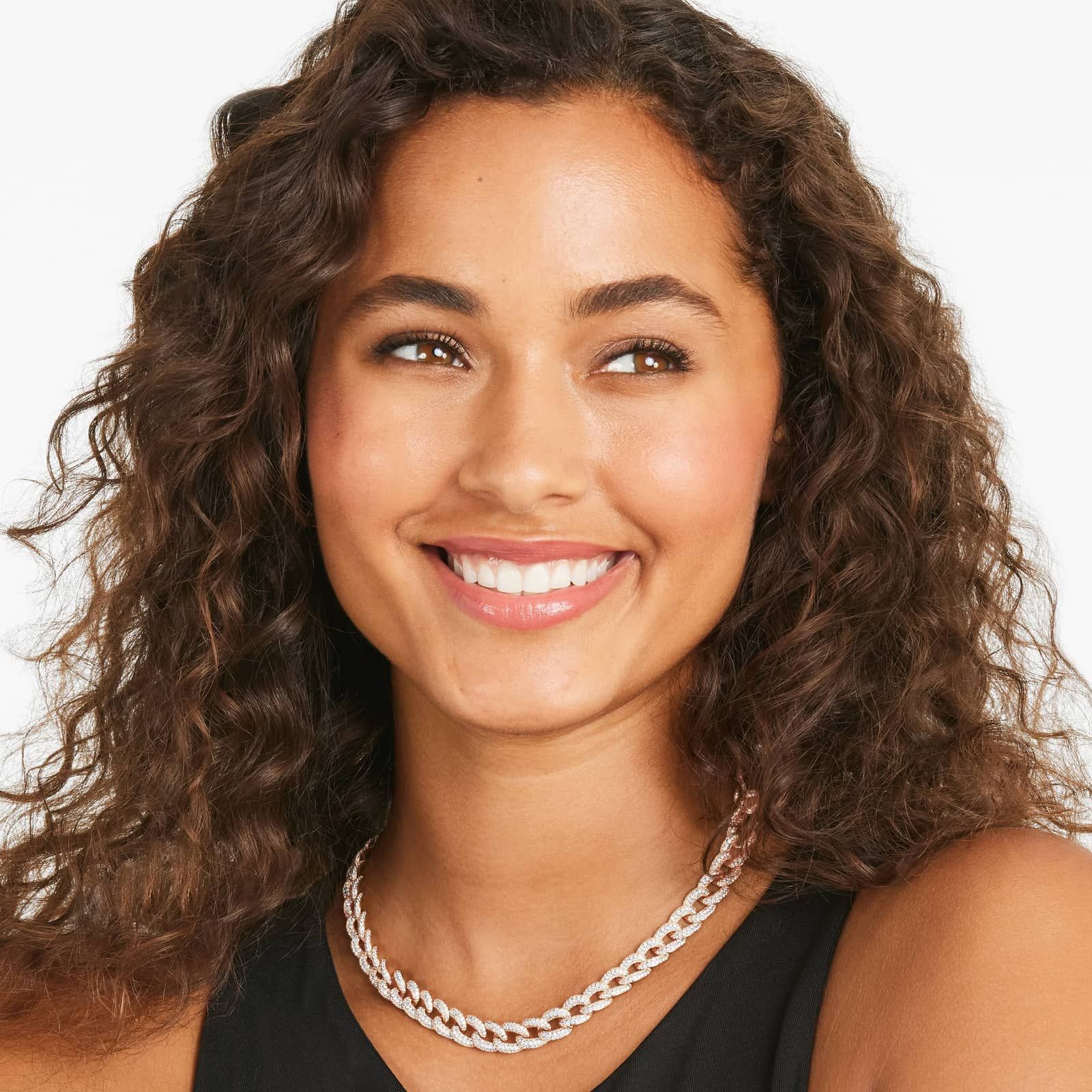 Pavé Diamond Curb Chain Necklace In 14K Rose Gold