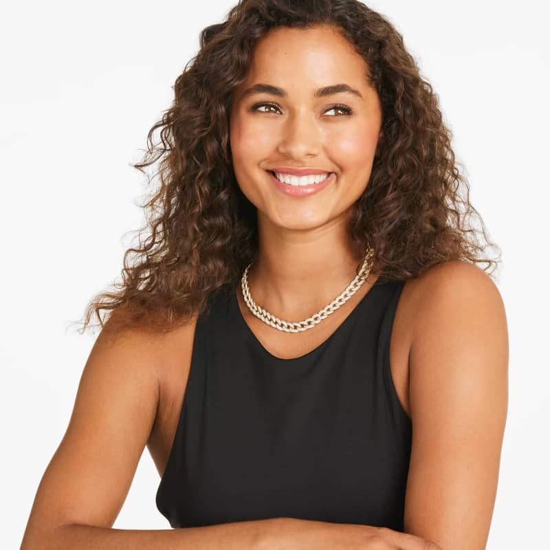 Pavé Diamond Curb Chain Necklace In 14K Yellow Gold