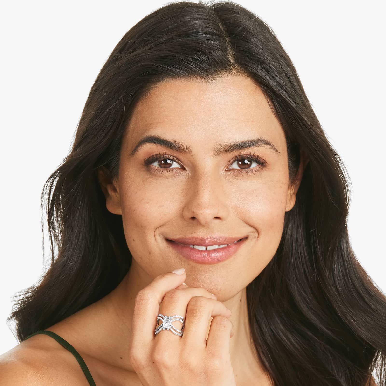 Ribbon Diamond Ring In 14K White Gold