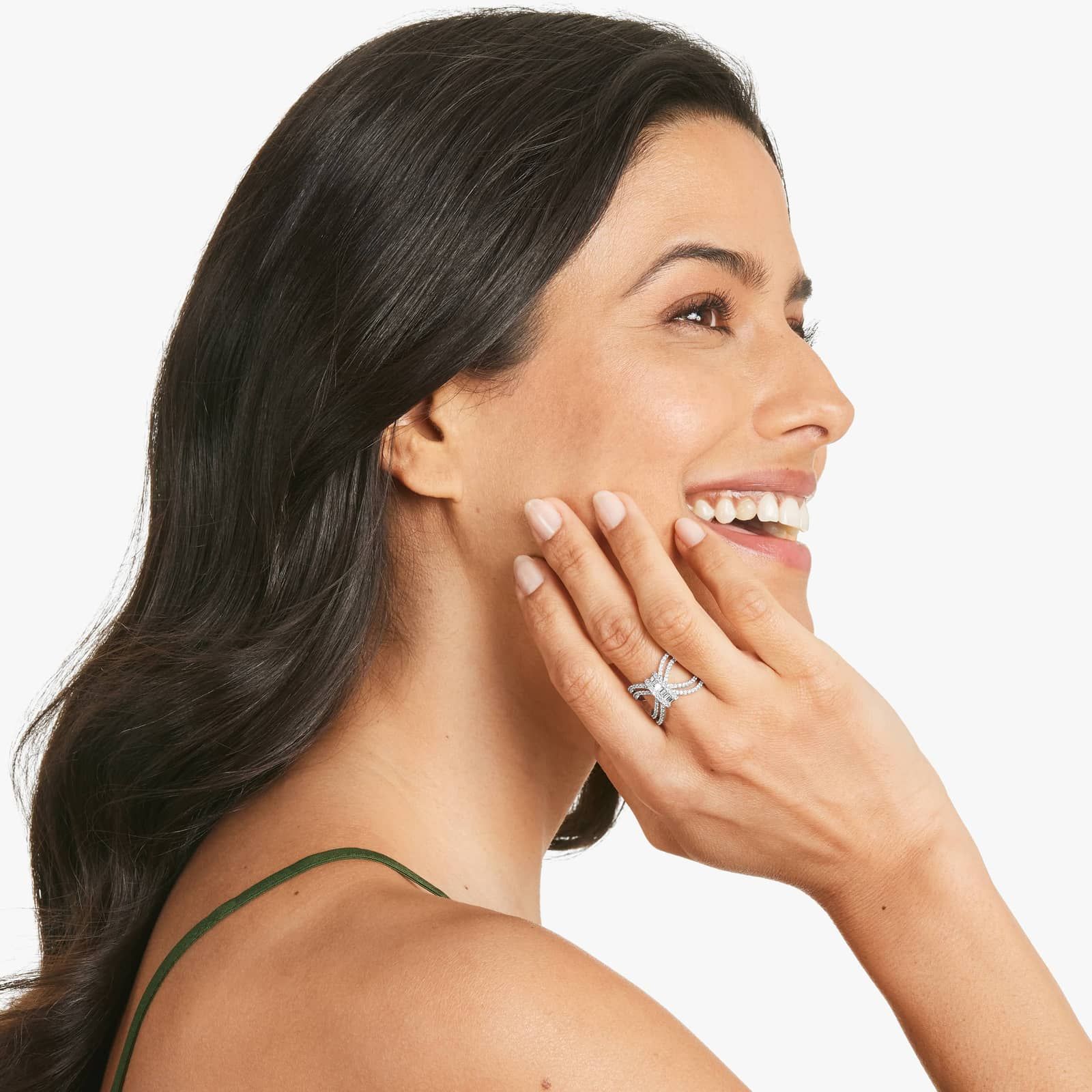 Ribbon Diamond Ring In 14K White Gold