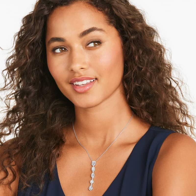 Fancy Composite Array Diamond Necklace In 14K White Gold