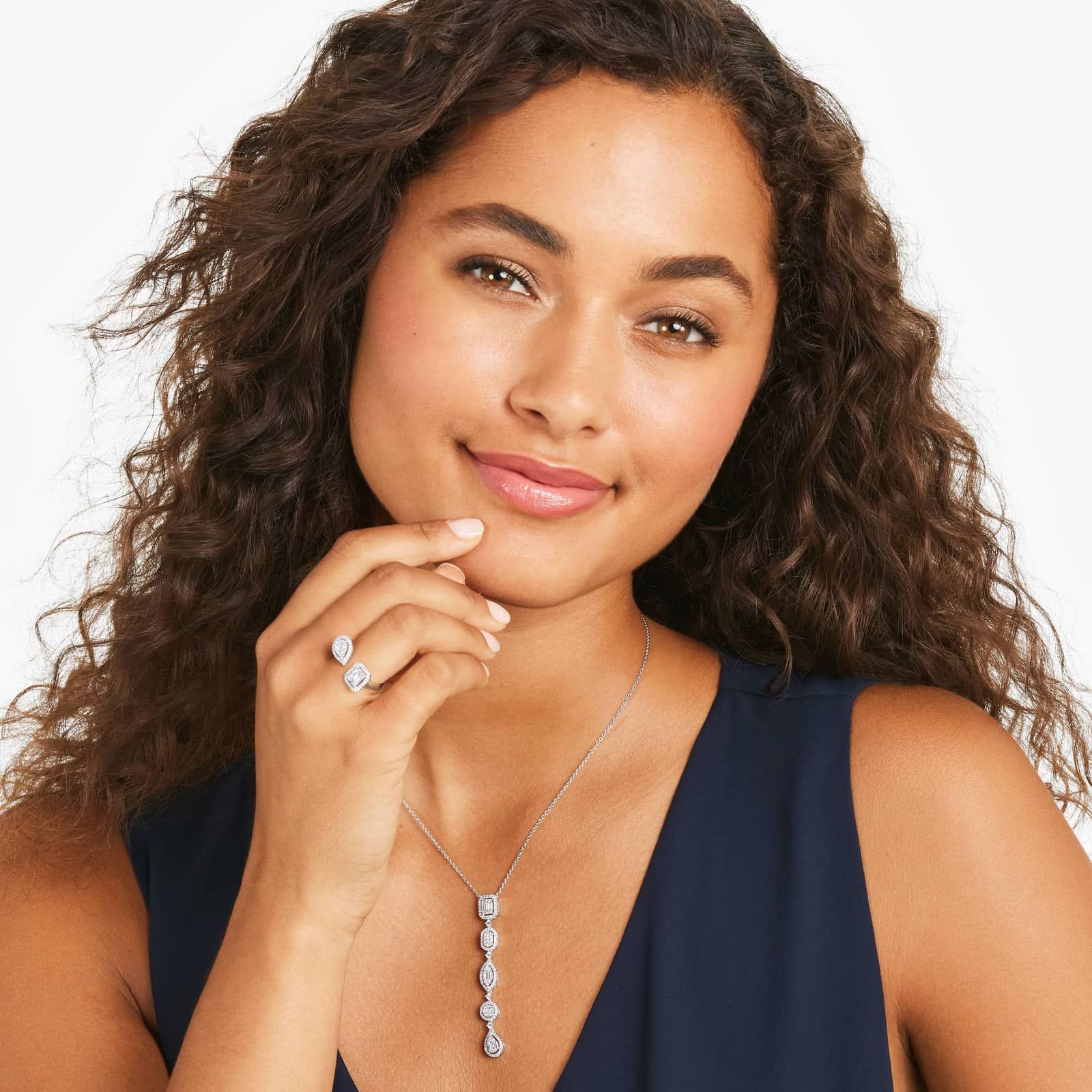 Fancy Composite Array Diamond Necklace In 14K White Gold