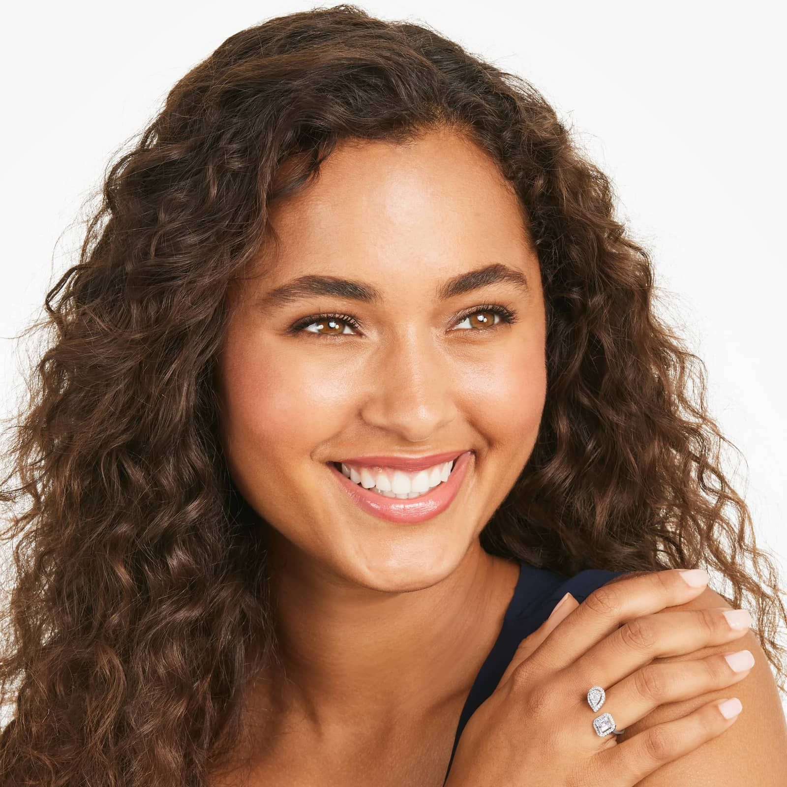 Fancy Composite Open Diamond Ring In 14K White Gold