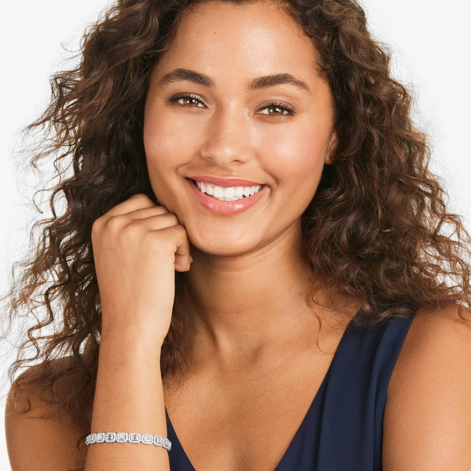 Composite Line Diamond Bracelet In 14K White Gold