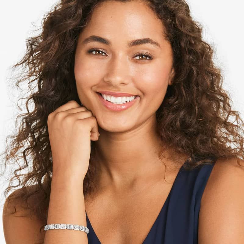 Composite Line Diamond Bracelet In 14K White Gold