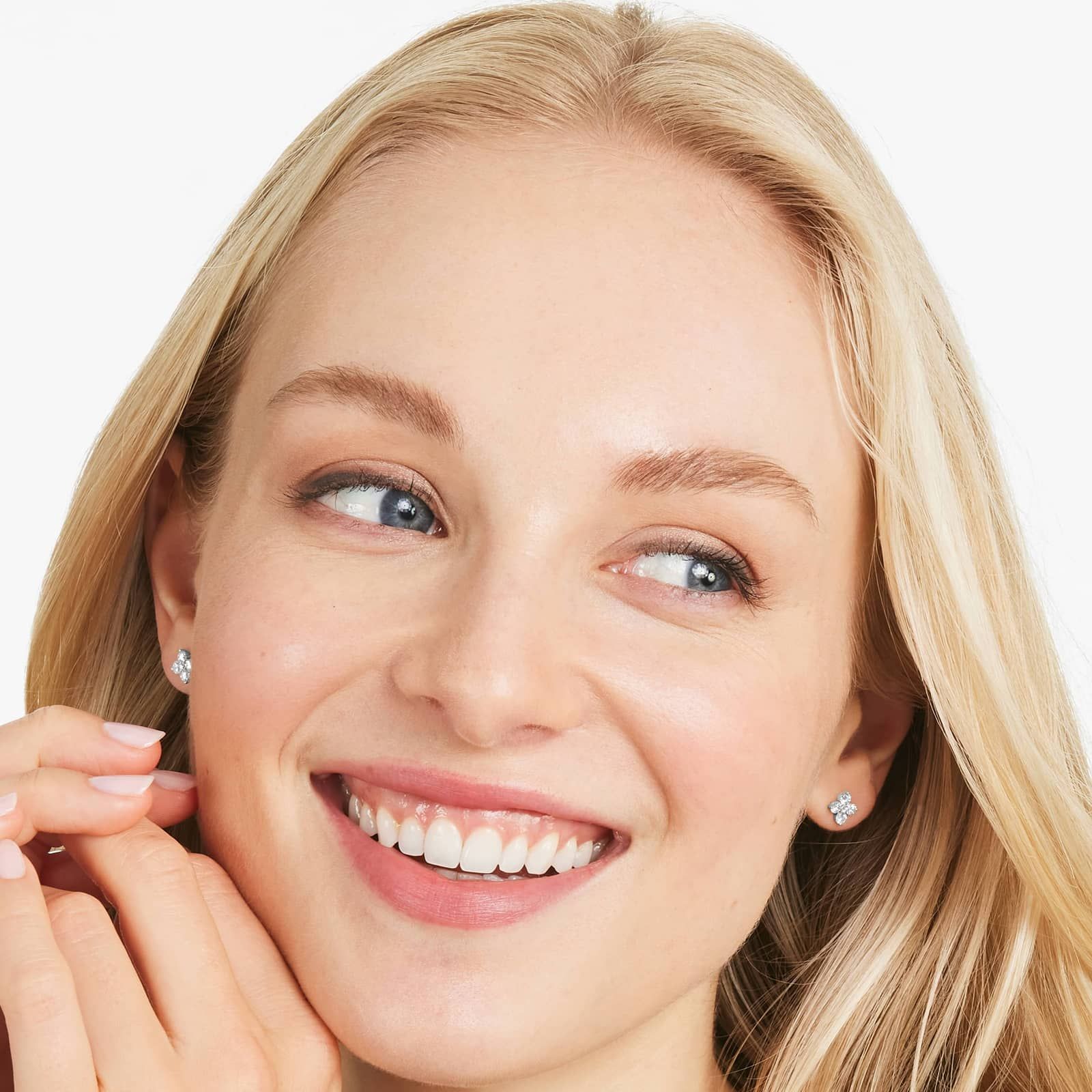 14K White Gold Blossom Lab-Grown Diamond Stud Earrings