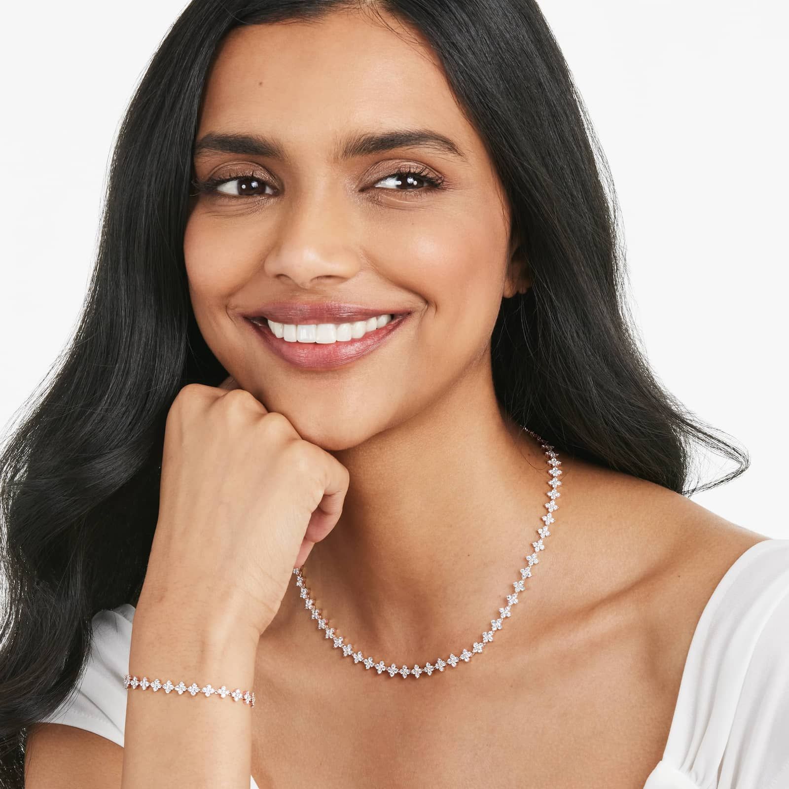 Lab-Grown Diamond Blossom Tennis Bracelet In 14K Rose Gold