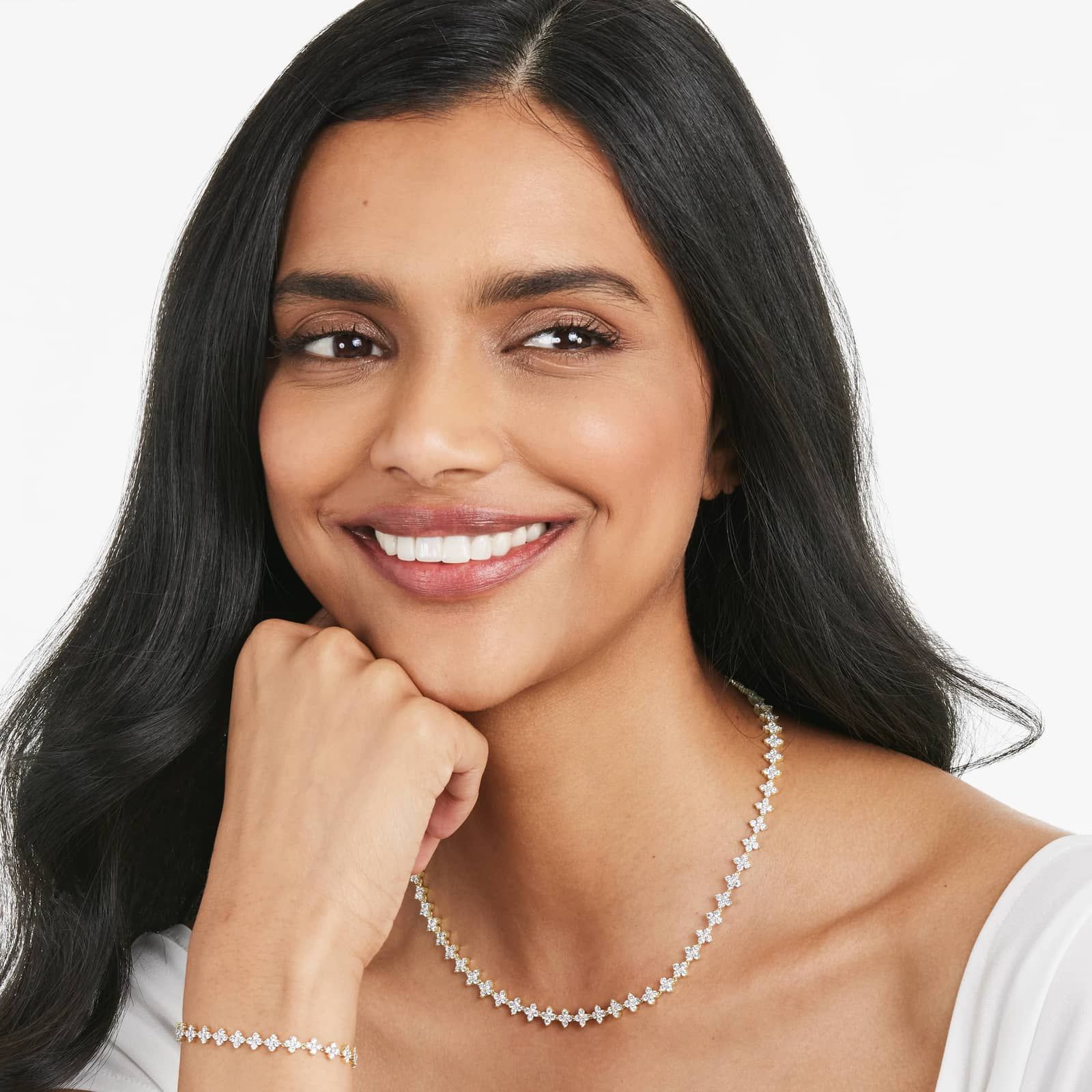 Lab-Grown Diamond Blossom Tennis Bracelet In 14K Yellow Gold