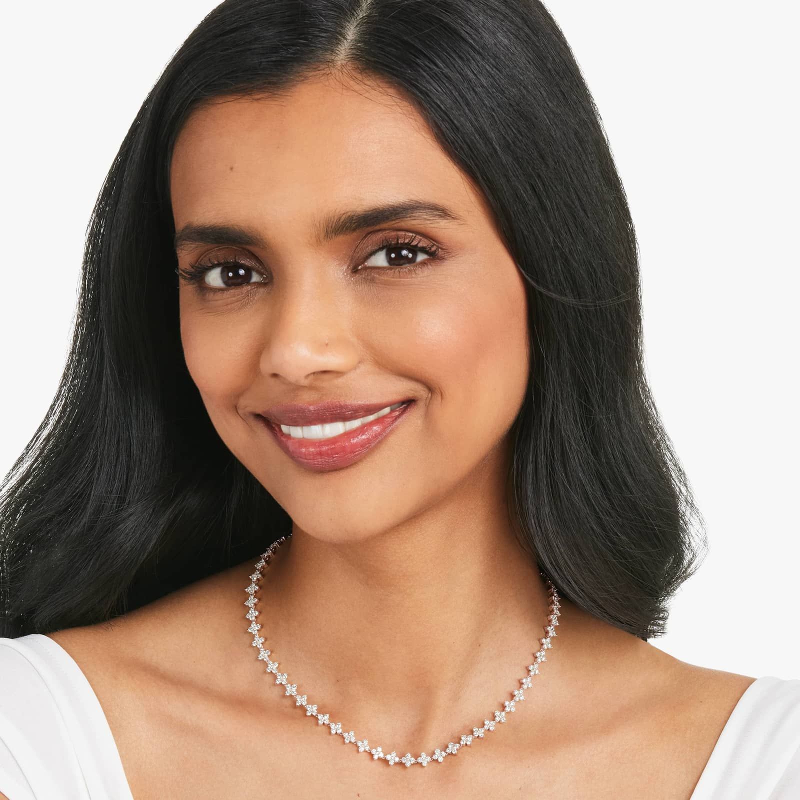 14K Rose Gold Blossom Lab-Grown Diamond Tennis Necklace