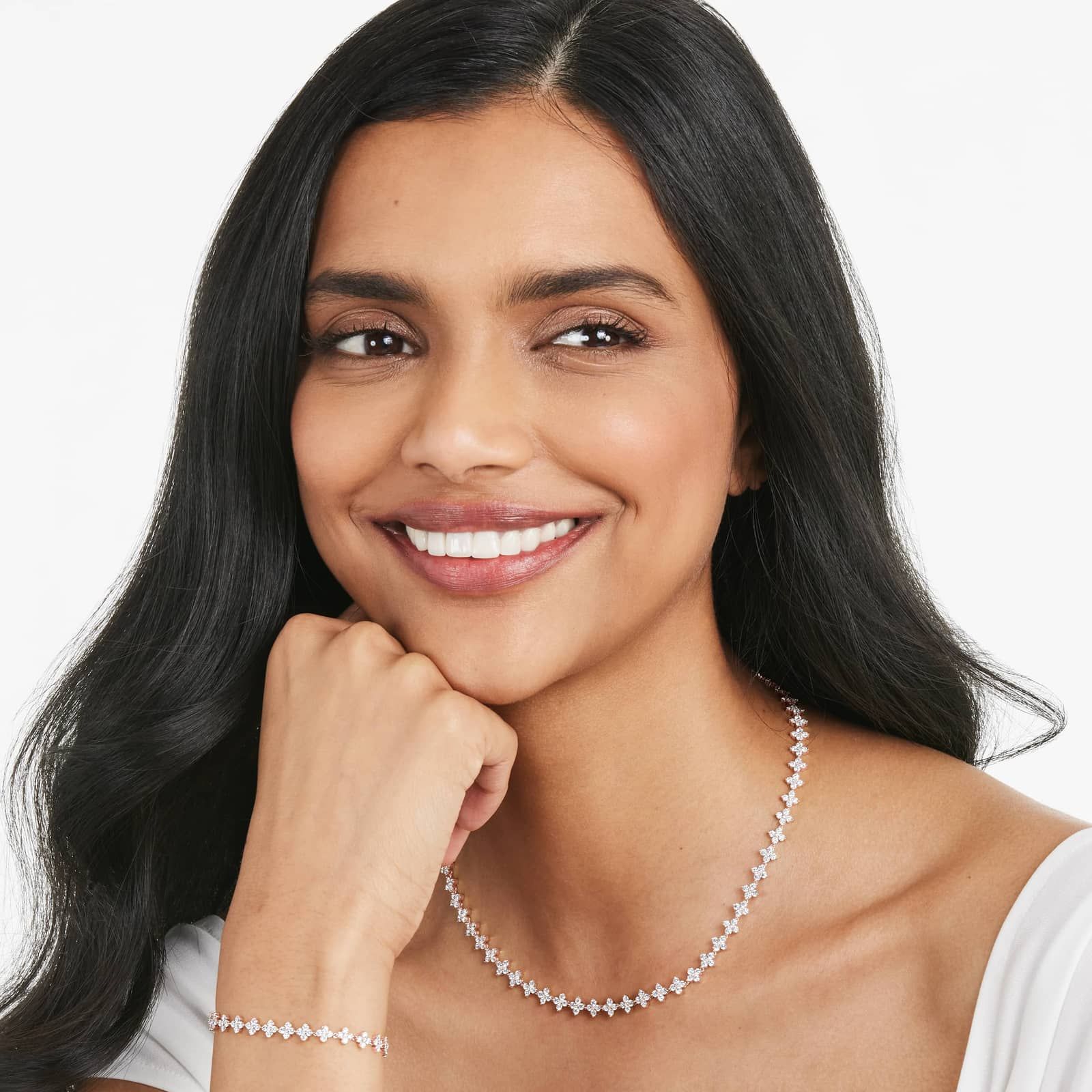 14K Rose Gold Blossom Lab-Grown Diamond Tennis Necklace