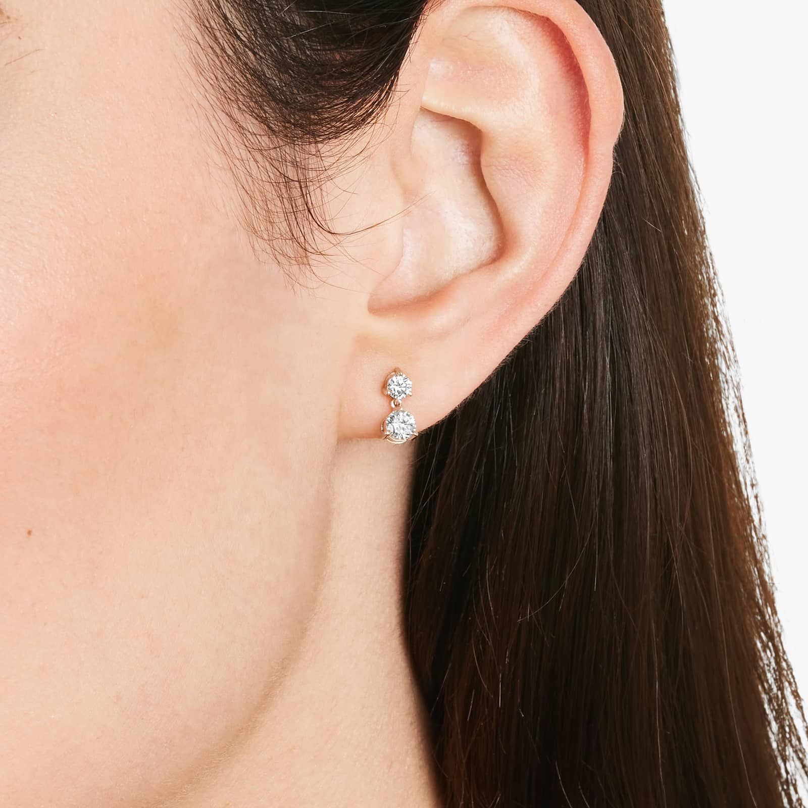 Drop Lab-Grown Diamond Stud Earrings In 14K Rose Gold