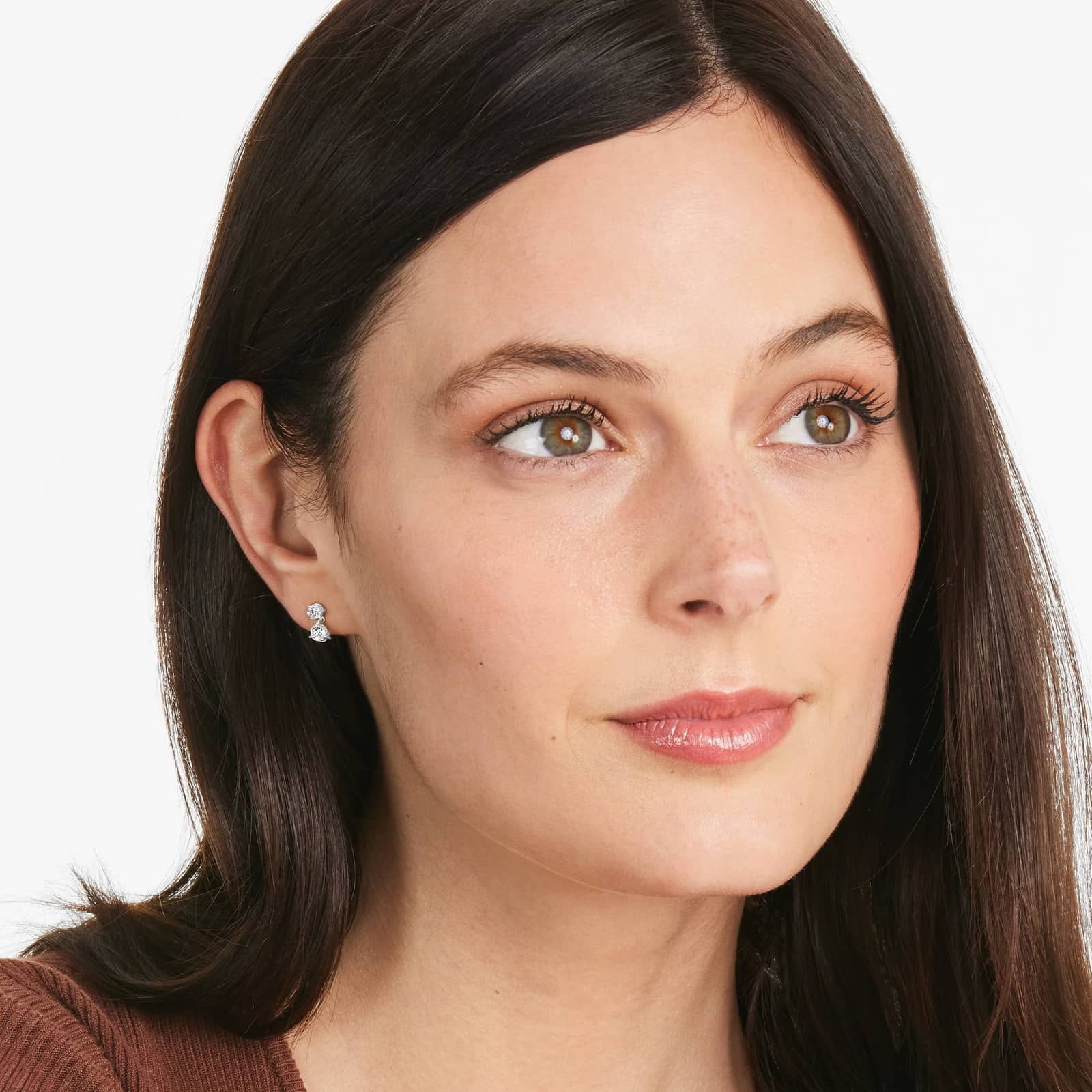 14K White Gold Lab-Grown Diamond Drop Stud Earrings