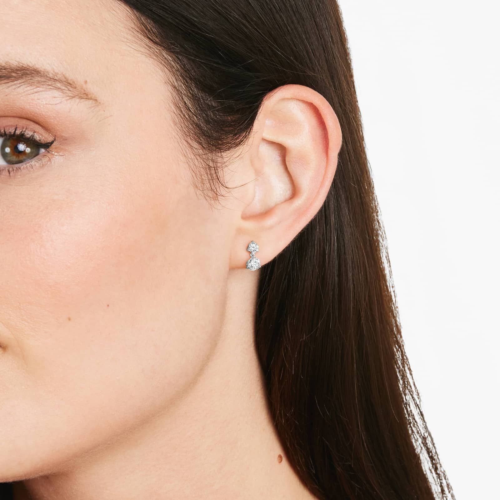 14K White Gold Lab-Grown Diamond Drop Stud Earrings