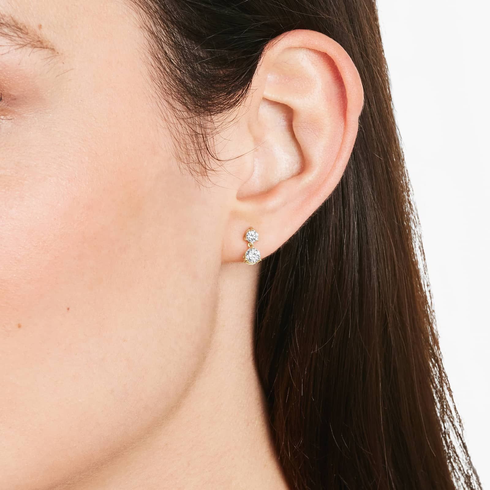 Drop Lab-Grown Diamond Stud Earrings In 14K Yellow Gold