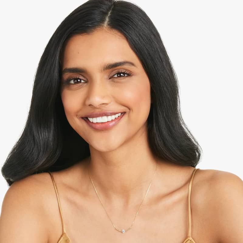 Lab-Grown Diamond Solitaire Smile Necklace In 14K Yellow Gold