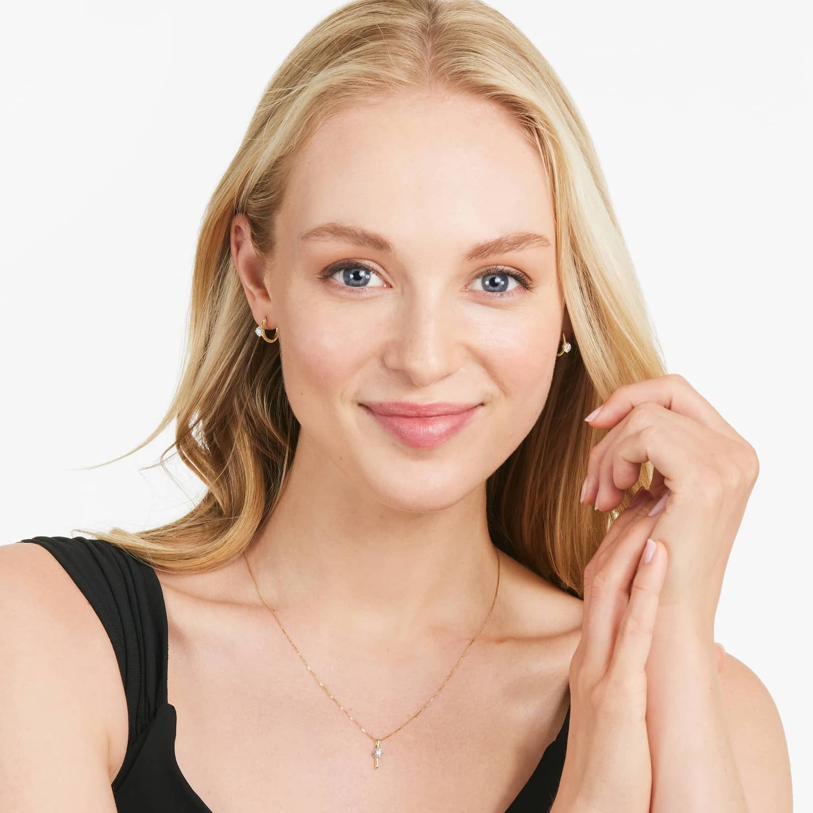 Lab-Grown Diamond Solitaire Dash Pendant In 14K Yellow Gold